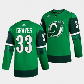 St Patricks Day Ryan Graves New Jersey Devils 33 Green Warm-Up Jersey