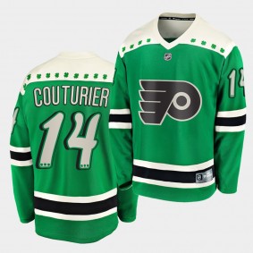 2021 St Patricks Day Sean Couturier Philadelphia Flyers 14 Green Breakaway Jersey