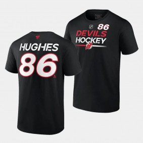 Jack Hughes #86 New Jersey Devils T-Shirt Men Name Number Authentic Pro Prime Black Tee