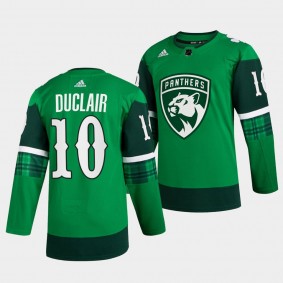 St. Patricks Day Anthony Duclair Florida Panthers 10 Green Warm-Up Jersey