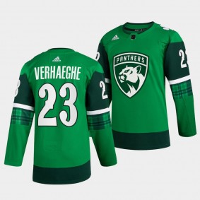 St. Patricks Day Carter Verhaeghe Florida Panthers 23 Green Warm-Up Jersey