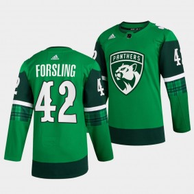 St. Patricks Day Gustav Forsling Florida Panthers 42 Green Warm-Up Jersey