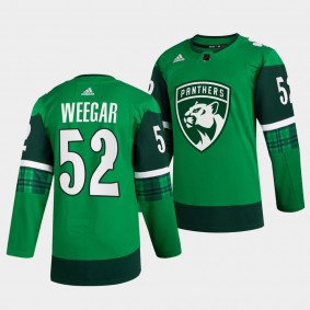 St. Patricks Day MacKenzie Weegar Florida Panthers 52 Green Warm-Up Jersey