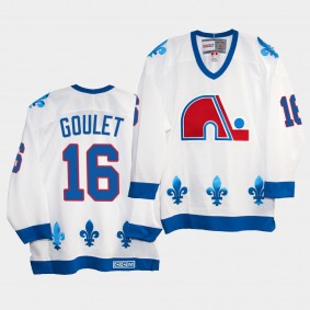 Michel Goulet Quebec Nordiques Vintage Heritage White Replica Jersey