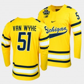 Michigan Wolverines Garrett Van Wyhe 2022 Frozen Four Maize NCAA Hockey Jersey