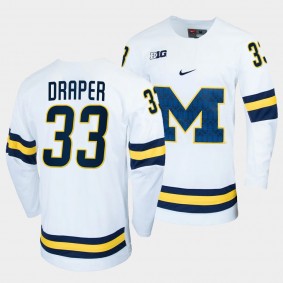 Kienan Draper Michigan Wolverines College Hockey White Replica Jersey 33