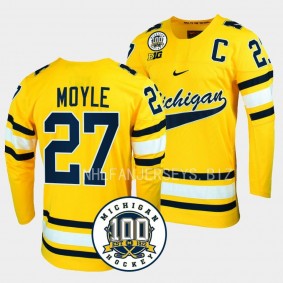 Nolan Moyle Michigan Wolverines 100th Anniversary Maize Hockey Jersey 27