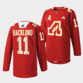 Mikael Backlund #11 Atlanta Flames 2022 50th Anniversary Warm-Up Red Jersey