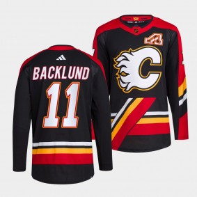 Mikael Backlund Calgary Flames 2022 Reverse Retro 2.0 Black #11 Authentic Primegreen Jersey Men's