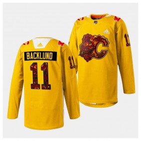 South Asian Celebration Mikael Backlund Calgary Flames Gold #11 Holi Jersey 2024