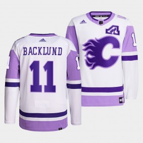 Calgary Flames Mikael Backlund 2021 HockeyFightsCancer Jersey #11 White Primegreen