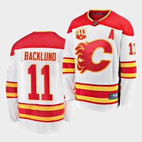 Mikael Backlund Calgary Flames 2020-21 Away White 40th Anniversary Men Jersey