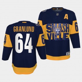 Predators Mikael Granlund 2022 Stadium Series Youth Navy #64 Jersey Primegreen Authentic