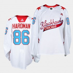 Mike Hardman #86 Blackhawks 2021 One Community Night White Jersey