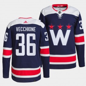 Mike Vecchione Capitals Alternate Navy Jersey #36 Authentic Primegreen