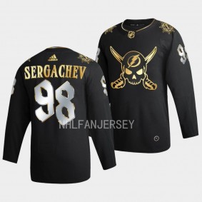 Mikhail Sergachev Tampa Bay Lightning Gasparilla inspired #98 Black Golden Edition Jersey