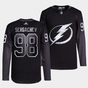 Mikhail Sergachev #98 Lightning Alternate Black Jersey 2021-22 Primegreen Authentic