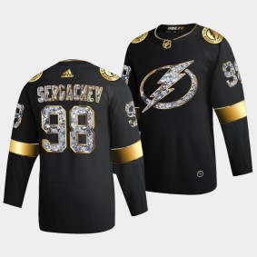 Tampa Bay Lightning Mikhail Sergachev 2022 Stanley Cup Playoffs #98 Black Jersey Diamond Edition