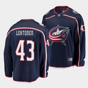 Mikko Lehtonen Columbus Blue Jackets 2021 Home Navy Breakaway Men's Jersey