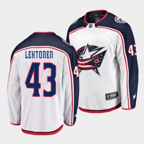 Mikko Lehtonen Columbus Blue Jackets 2021 Away White Breakaway Men's Jersey