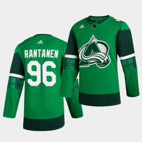 Mikko Rantanen #96 Avalanche 2020 St. Patrick's Day Authentic Player Green Jersey Men's