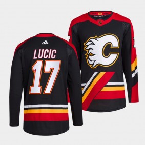 Milan Lucic Calgary Flames 2022 Reverse Retro 2.0 Black #17 Authentic Primegreen Jersey Men's