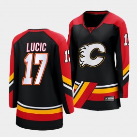 Milan Lucic Calgary Flames 2022 Special Edition 2.0 Women Breakaway Player 17 Jersey Retro