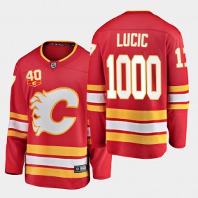 Milan Lucic Calgary Flames 2021 1000 GP Milestone Red Men Jersey