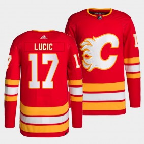 Milan Lucic #17 Flames Home Red Jersey 2021-22 Primegreen Authentic