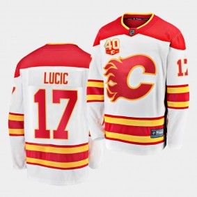 Milan Lucic Calgary Flames 2020-21 Away White 40th Anniversary Men Jersey