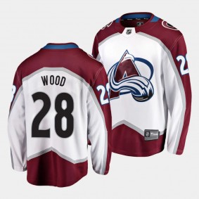 Colorado Avalanche Miles Wood Away White Breakaway Player Jersey Men's