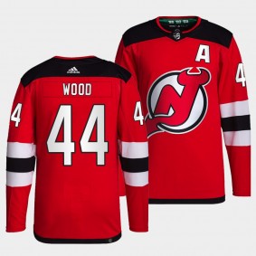 Miles Wood #44 Devils Home Red Jersey 2021-22 Primegreen Authentic