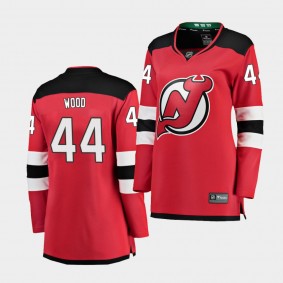 Women's Miles Wood Devils #44 Breakaway Player Home Jersey