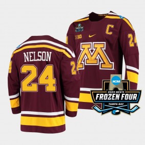 Jaxon Nelson Minnesota Golden Gophers 2023 NCAA Frozen Four Maroon Ice Hockey Jersey 24