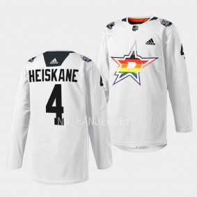 Dallas Stars 2023 Pride Night Miro Heiskanen #4 White Jersey Warm Up