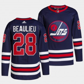 Jets Alternate Nathan Beaulieu #28 Navy Jersey Primegreen Authentic Pro