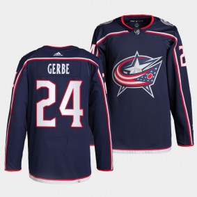 Nathan Gerbe #24 Blue Jackets Home Navy Jersey 2021-22 Pro Authentic