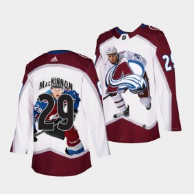 Avalanche Nathan MacKinnon Stars of Game #29 White Jersey Fashion