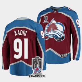 2022 Stanley Cup Champions Colorado Avalanche 91 Nazem Kadri Burgundy Jersey Home