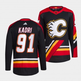 Nazem Kadri Calgary Flames 2022 Reverse Retro 2.0 Black #91 Authentic Primegreen Jersey Men's