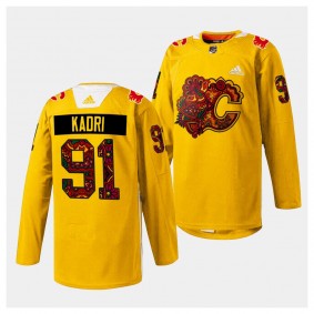 South Asian Celebration Nazem Kadri Calgary Flames Gold #91 Holi Jersey 2024