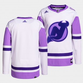 New Jersey Devils HockeyFightsCancer Primegreen Authentic Jersey White Purple