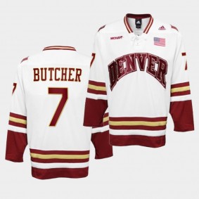 NHL Devils Will Butcher Denver Pioneers White College Hockey Premier Jersey