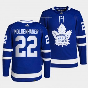 2022 NHL Draft Toronto Maple Leafs Nicholas Moldenhauer Jersey Blue Authentic Primegreen Home