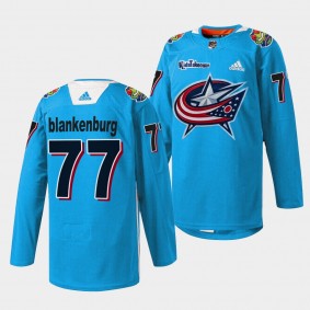 Columbus Blue Jackets Nick Blankenburg Kids Takeover #77 Blue Jersey Warmup