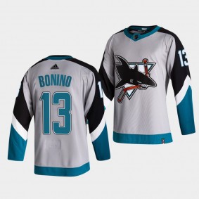 Nick Bonino #13 Sharks 2021 Reverse Retro Gray Jersey