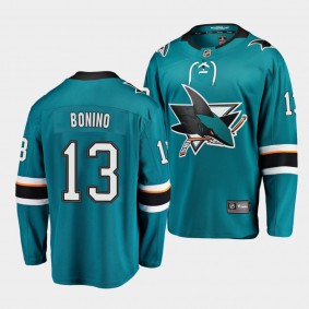 Nick Bonino San Jose Sharks 2021 Home Teal Player Men Jersey