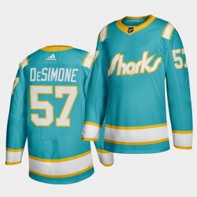 Nick DeSimone #57 San Jose Sharks 2020 Throwback Teal Authentic Player Jersey