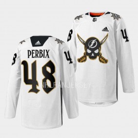 Gasparilla inspired Nick Perbix Tampa Bay Lightning White #48 Skull Logo Jersey 2023