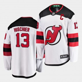 Nico Hischier Devils #13 Away 2021 Captain Jersey White